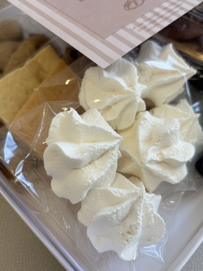 Hand-piped meringues