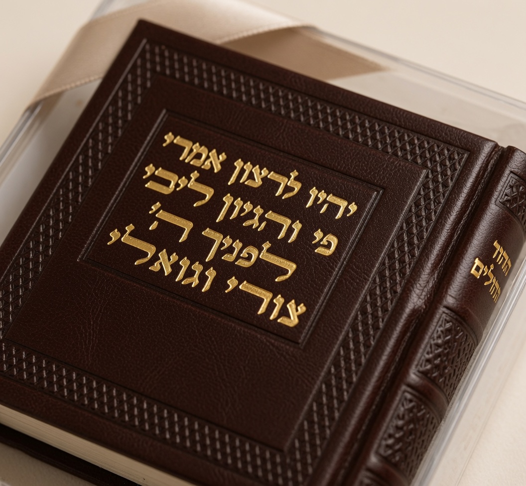 Leather-bound Tehillim with gold-foil embossing